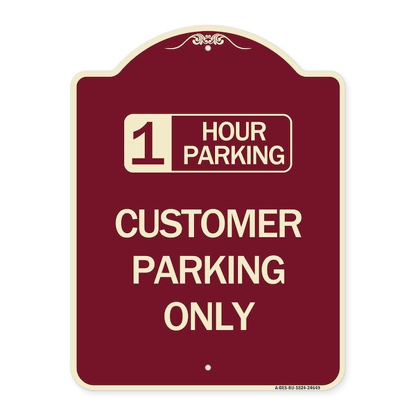 Signmission 1 Hour Parking Customer Parking Heavy-Gauge Aluminum Architectural Sign, 24" x 18", BU-1824-24649 A-DES-BU-1824-24649 - main